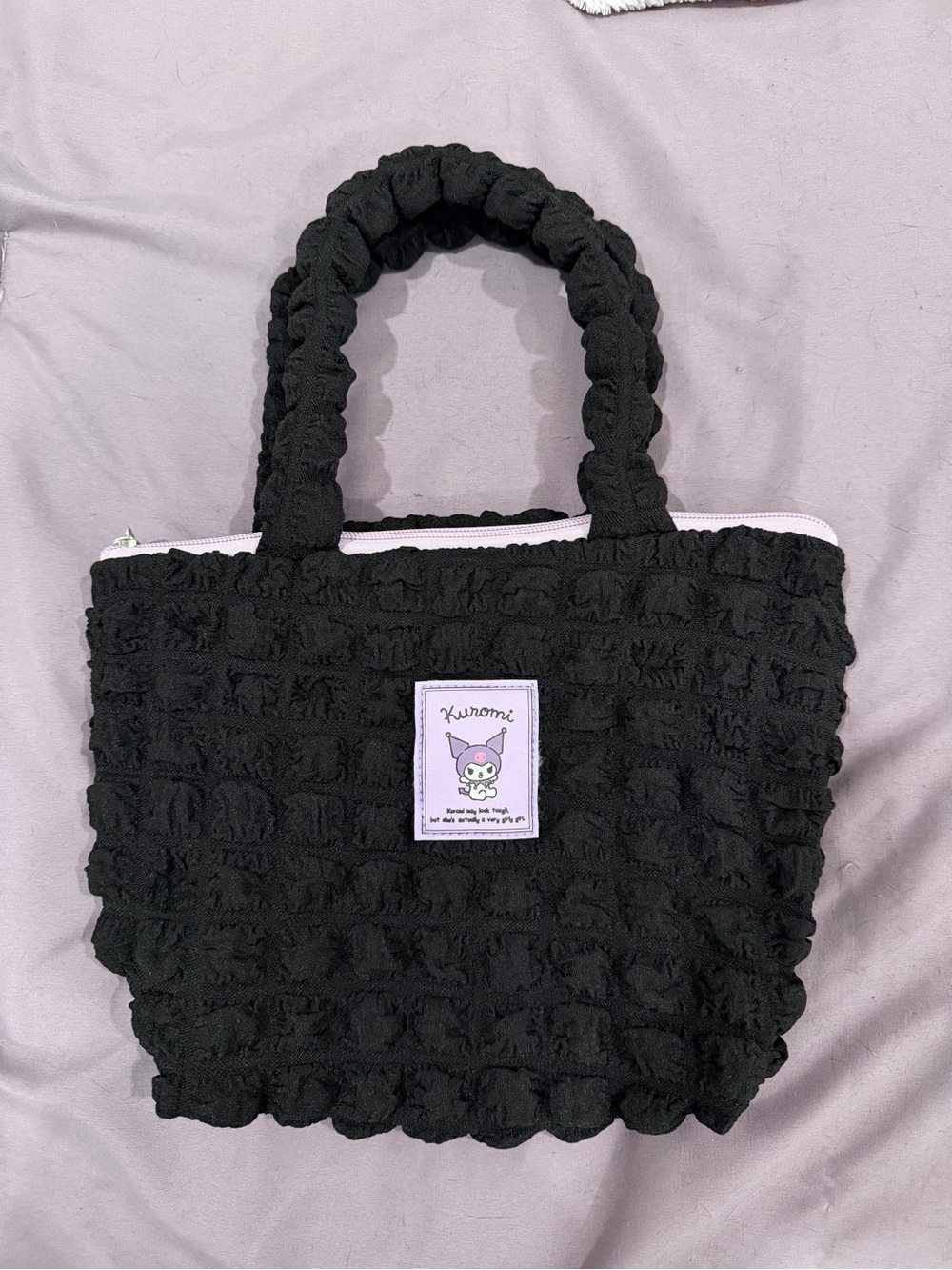 Sanrio Kuromi Black Mini Tote with Lavender Trim